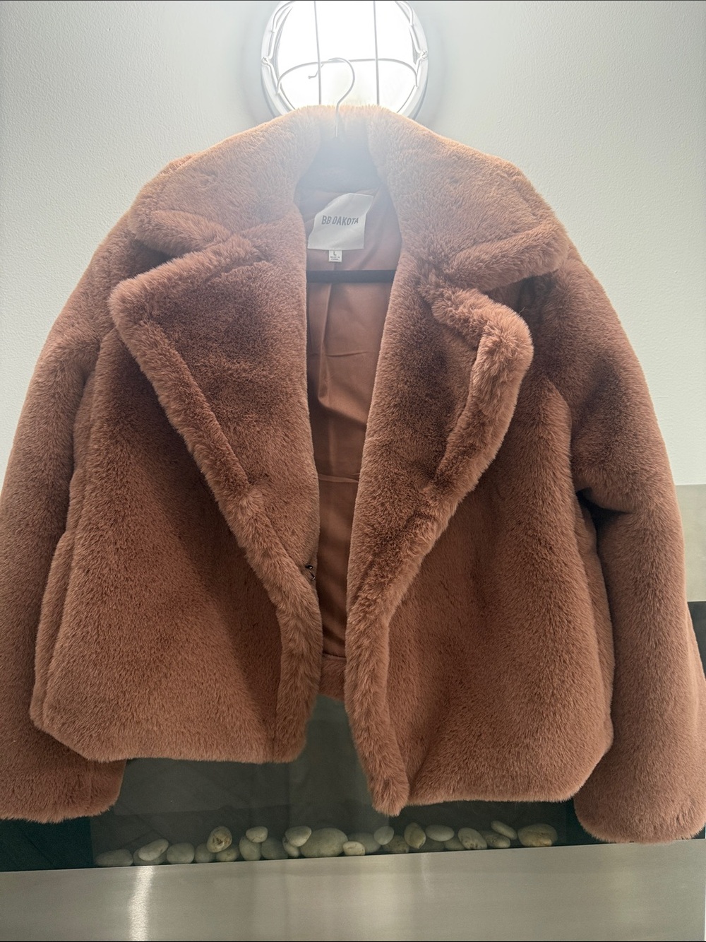 BB Dakota Plush Teddy Jacket in Chestnut Brown